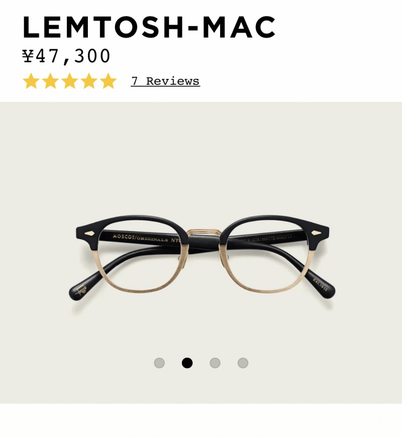 モスコット人気モデルLEMTOSH-MACの画像